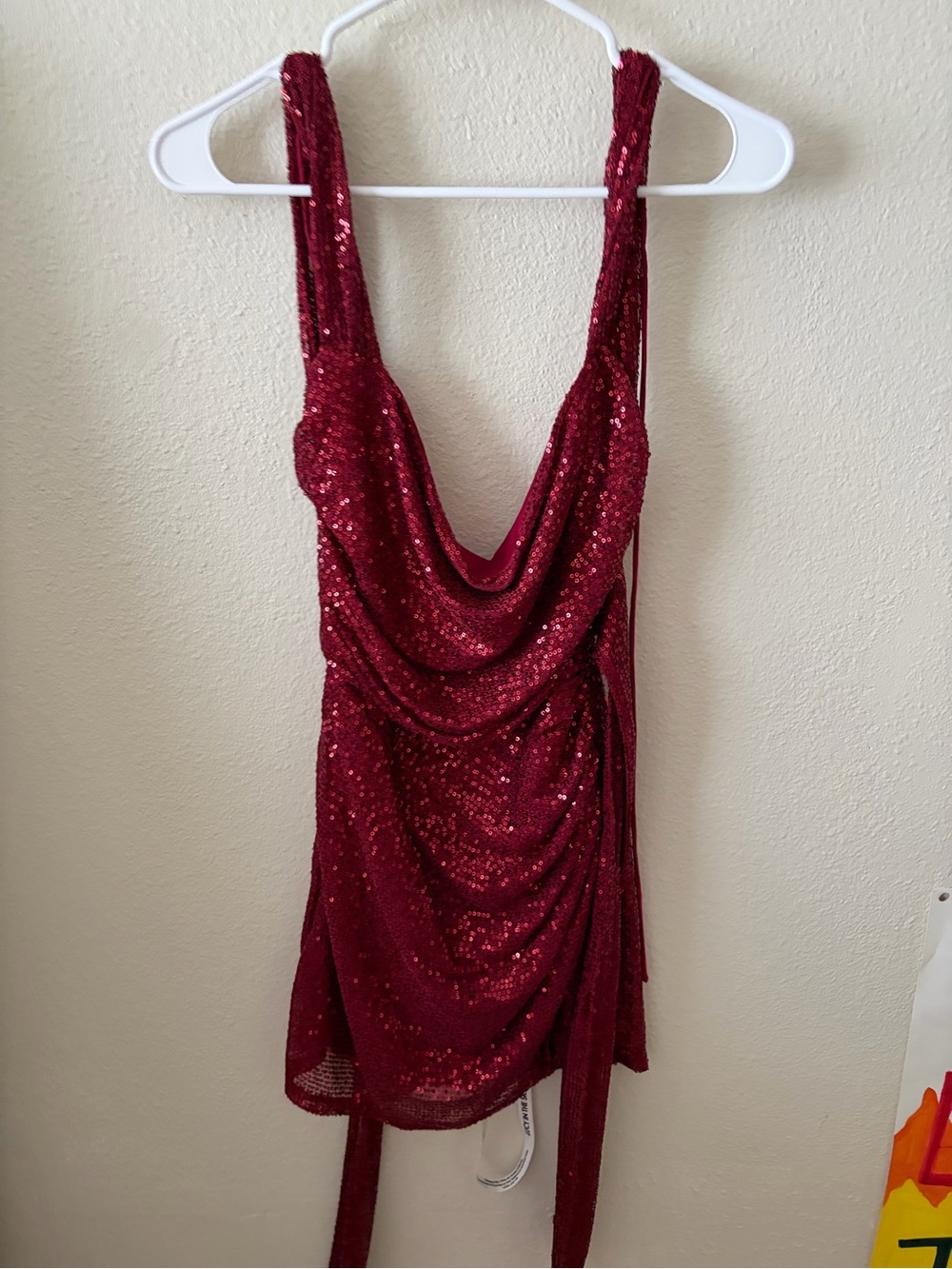 Lucy in the Sky Burgundy Sequin Cowl Mini Dress